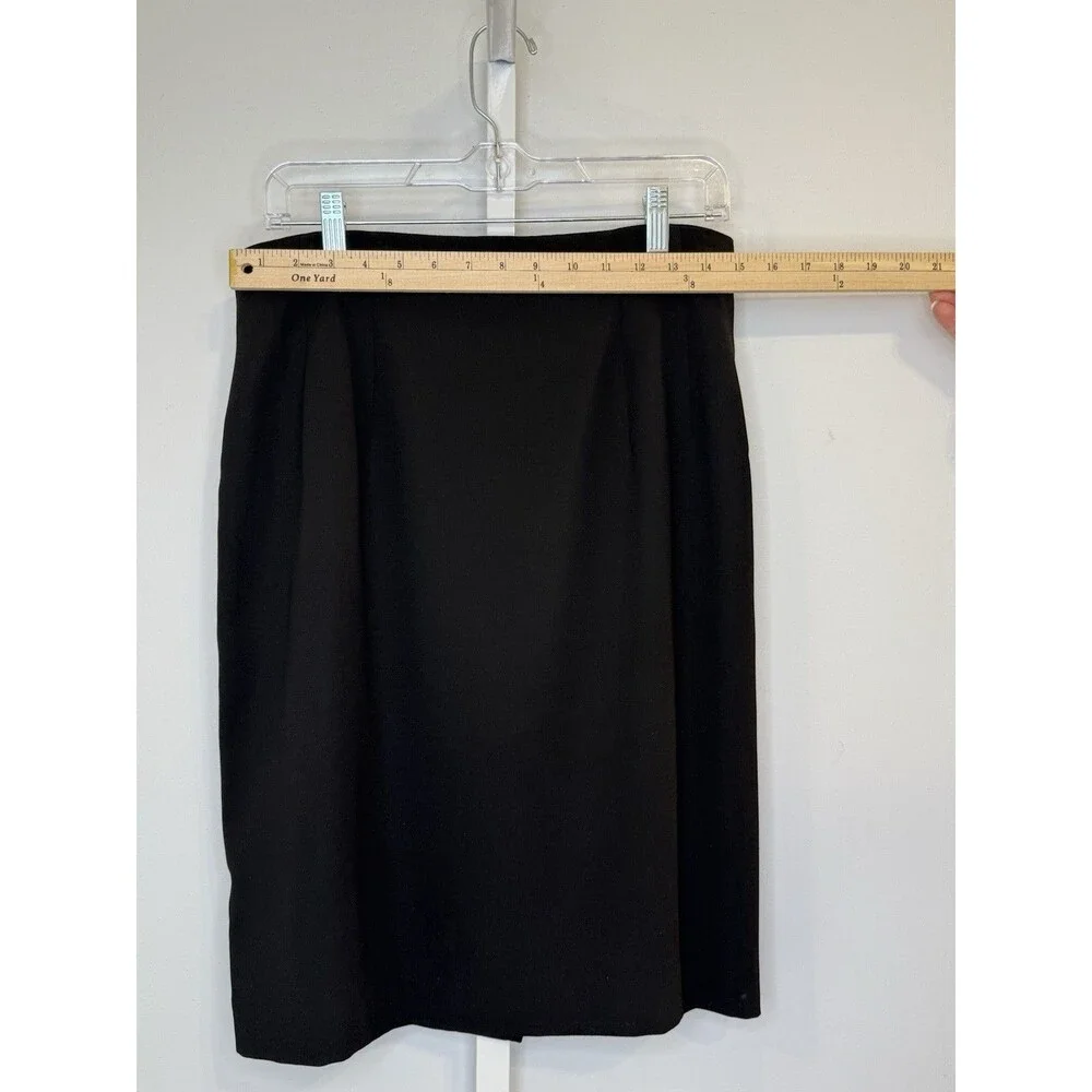 Chaus Black Midi Skirt Size 14 Women’s Lined Back Slit Classic Workwear